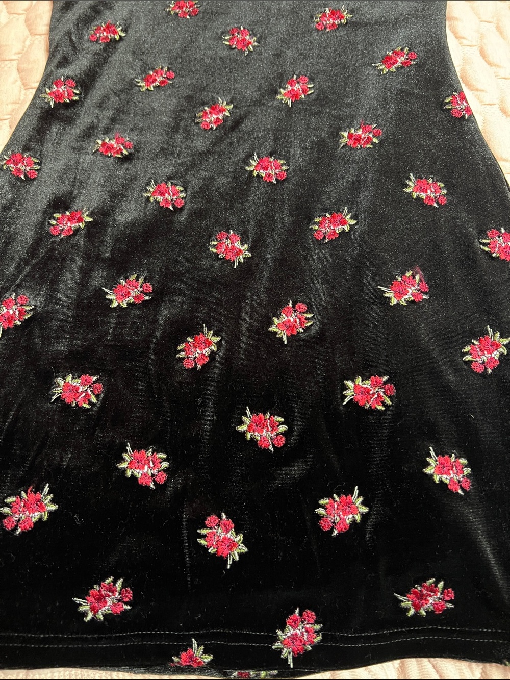 forever21 black velvet embroidered floral roses dress - Picture 10 of 10